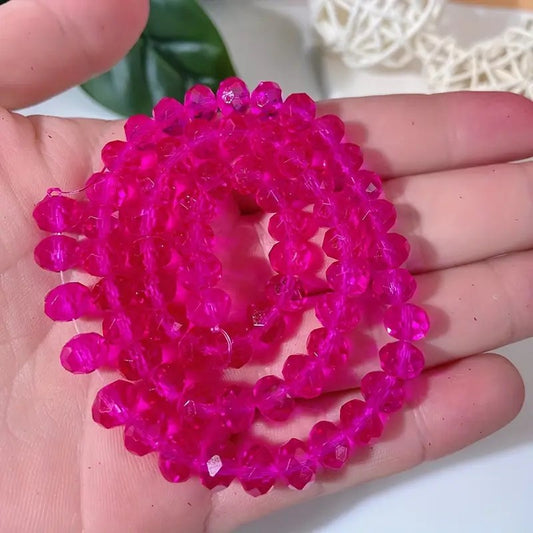 Margele sticla fatetate rondele 8mm fucsia