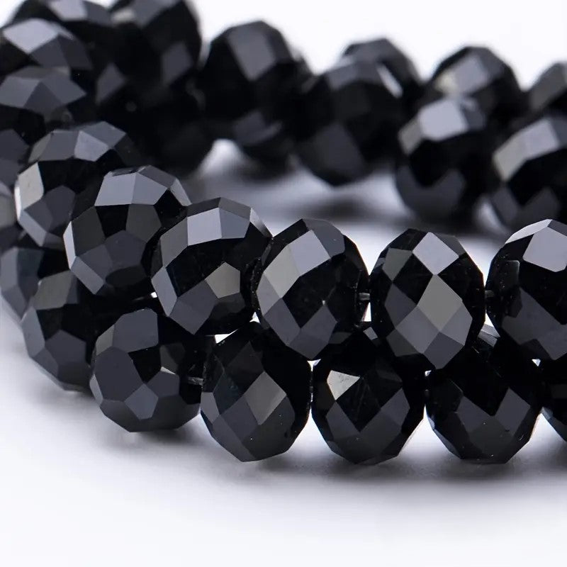 Margele sticla fatetate rondele 8mm negru