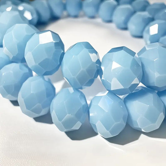 Margele sticla fatetate rondele 6mm albastru deschis mat