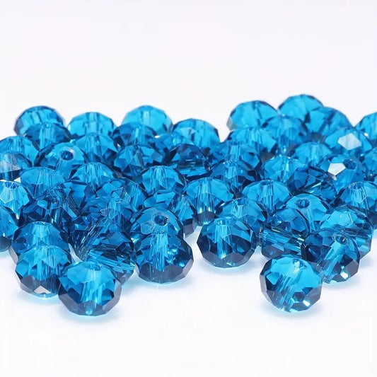 Margele sticla fatetate rondele 6mm albastru marin