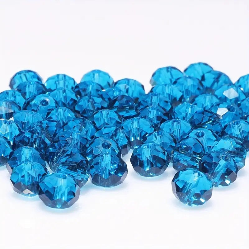 Margele sticla fatetate rondele 8mm albastru marin