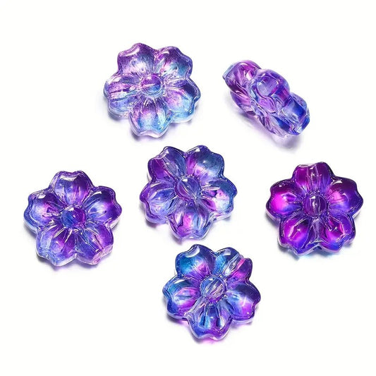 Margele sticla floare 13x14mm albastru si mov