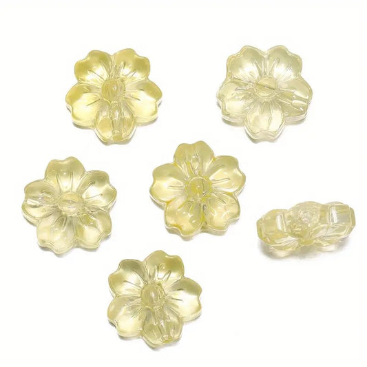 Margele sticla floare 13x14mm galben