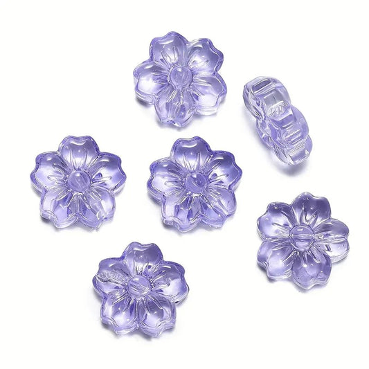 Margele sticla floare 13x14mm mov