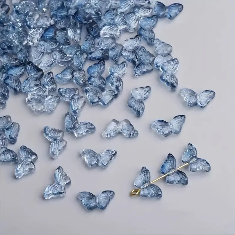 Margele sticla fluture 8x15mm albastru cerneala
