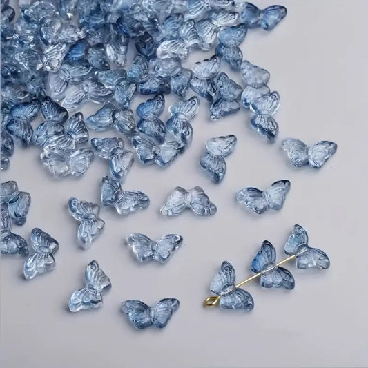 Margele sticla fluture 8x15mm albastru cerneala