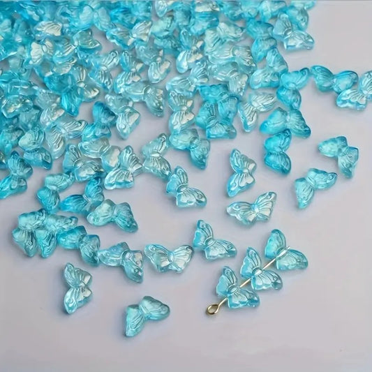 Margele sticla fluture 8x15mm albastru deschis