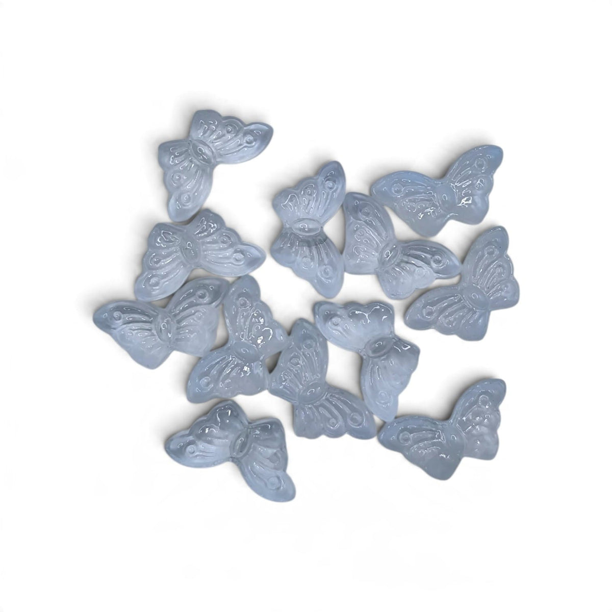 Margele sticla fluture 8x15mm albastru
