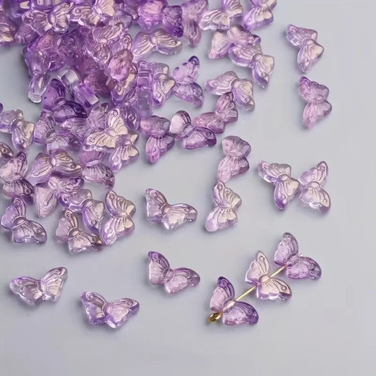 Margele sticla fluture 8x15mm mov