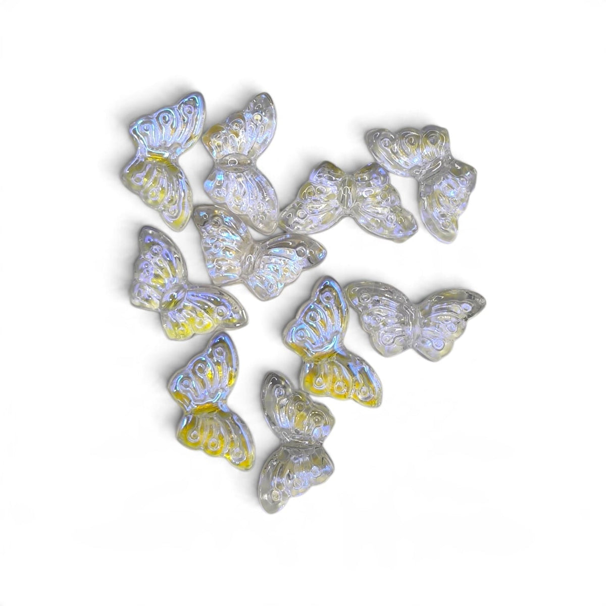 Margele sticla fluture 8x15mm transparent efect albastru