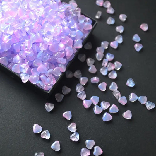 Margele sticla inima 6x6mm roz si mov