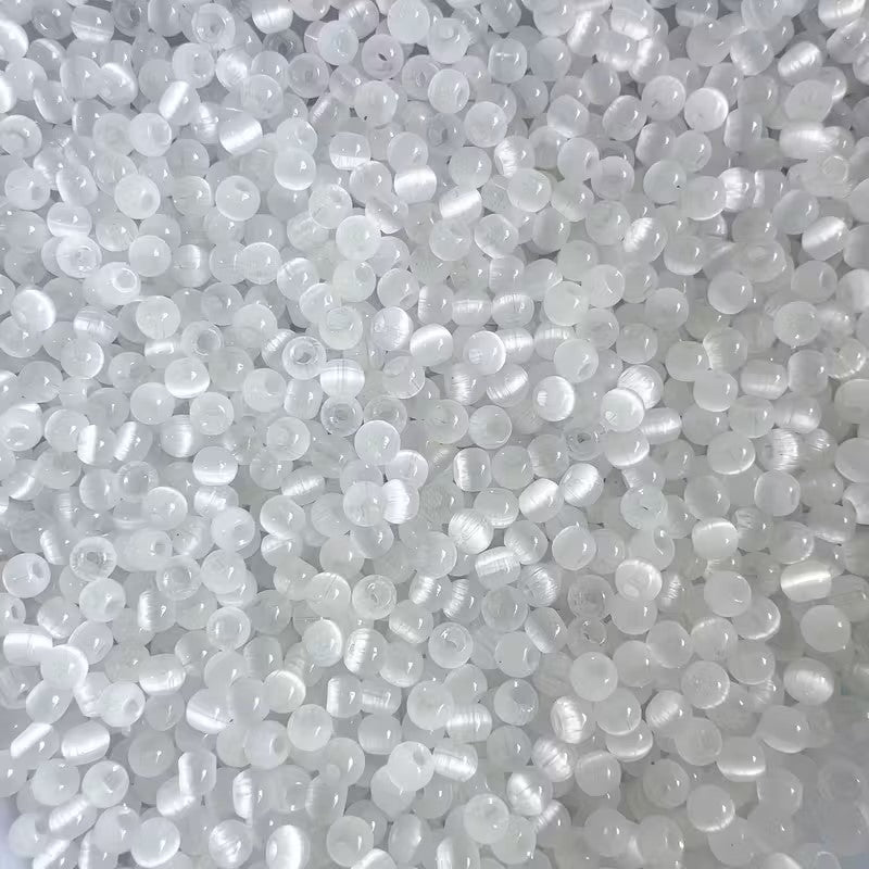 Margele sticla ochi de pisica 4mm alb