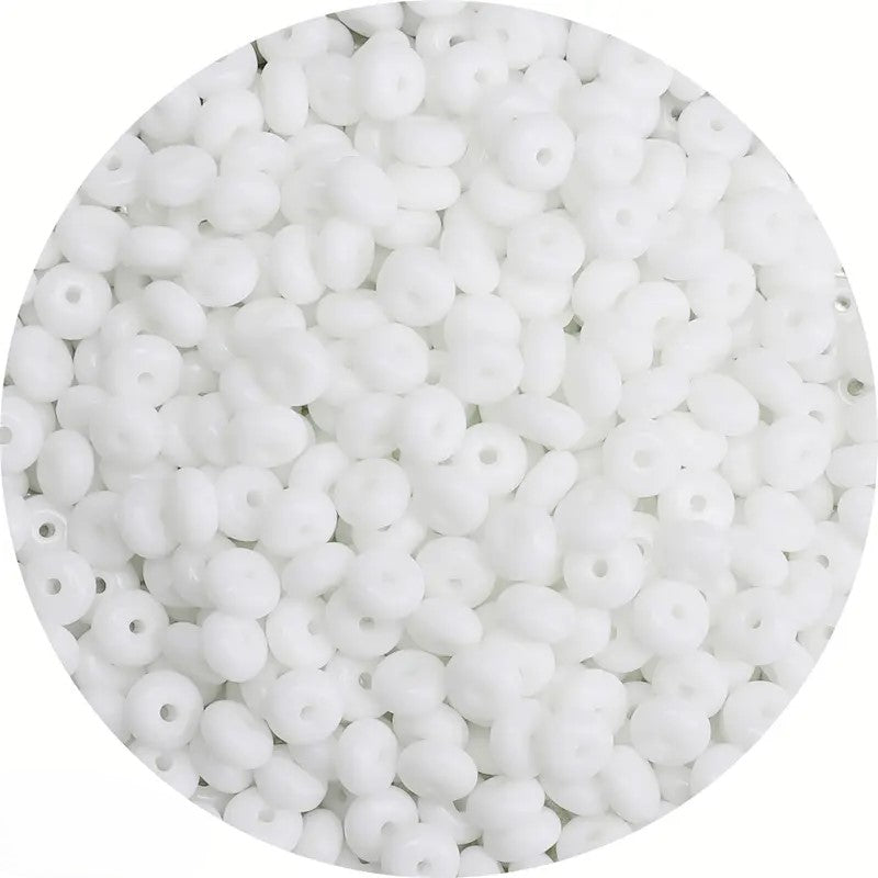 Margele sticla rotunde plate 6mm alb