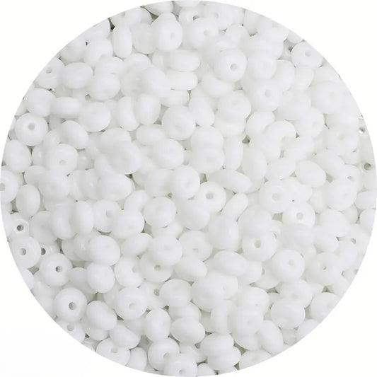 Margele sticla rotunde plate 6mm alb