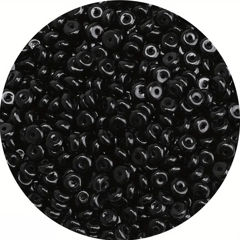 Margele sticla rotunde plate 6mm negru