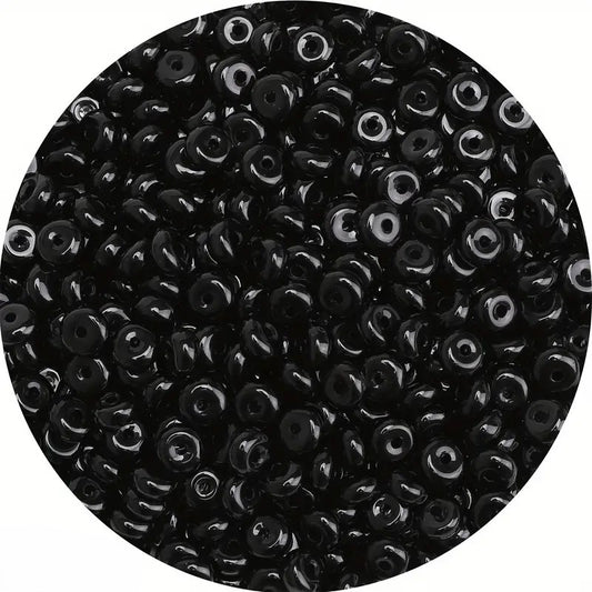 Margele sticla rotunde plate 6mm negru