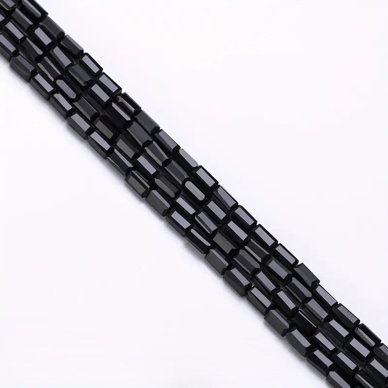 Margele sticla tub fatetate 2x4mm negru