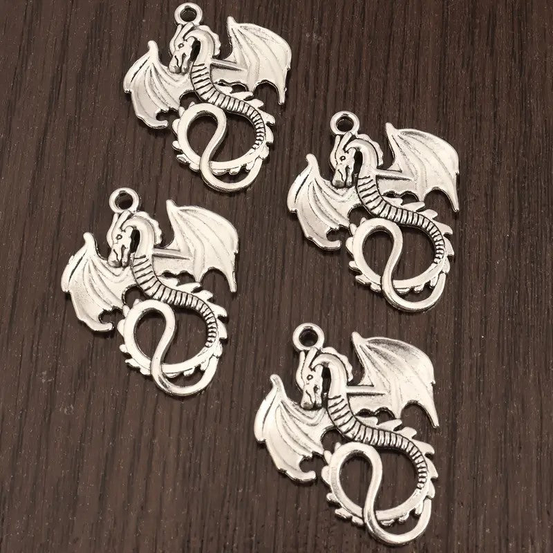 Pandantiv dragon argintiu 34x27mm