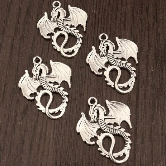 Pandantiv dragon argintiu 34x27mm