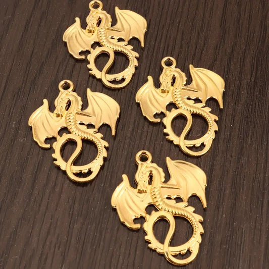 Pandantiv dragon auriu 34x27mm