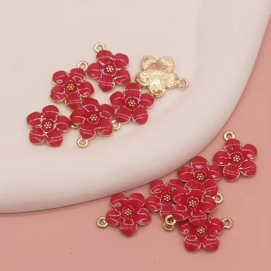 Pandantiv floare camelie mov 17x14mm