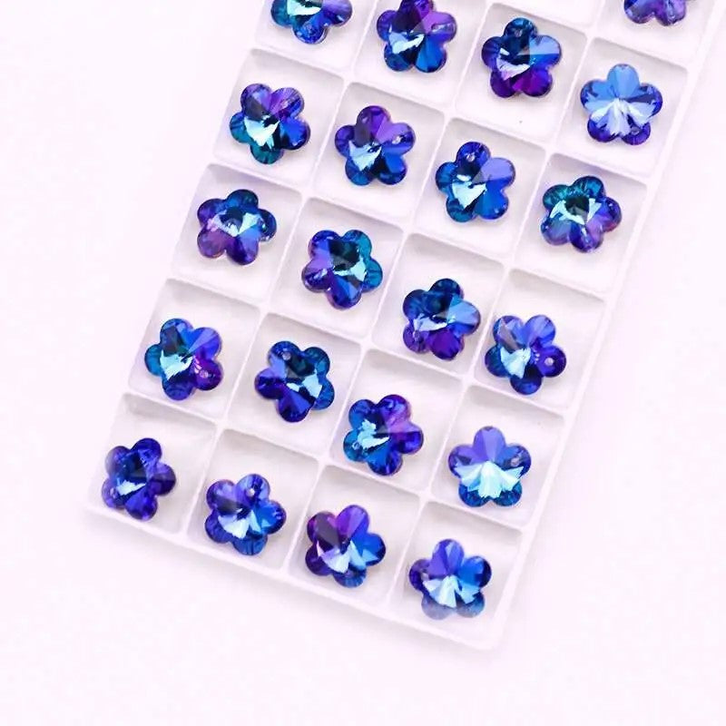 Pandantiv floare cristal 10mm mov si albastru