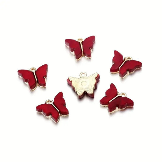 Pandantiv fluture 13x14mm rosu