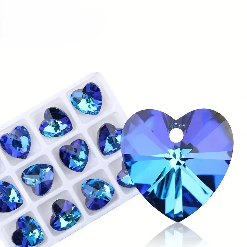 Pandantiv inima cristal 14mm albastru