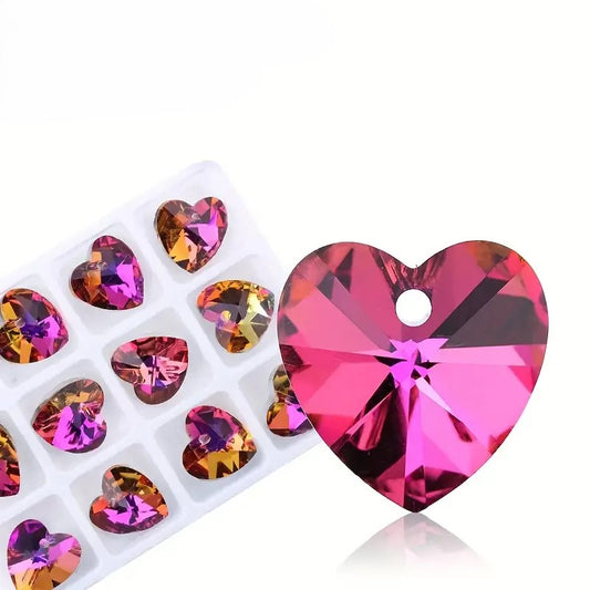 Pandantiv inima cristal 14mm fucsia