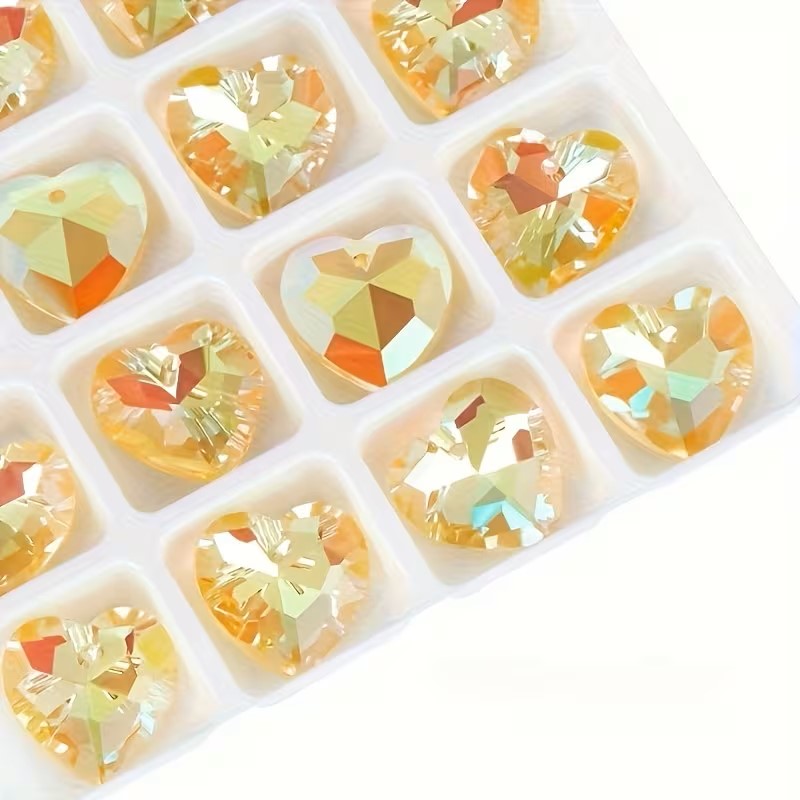 Pandantiv inima cristal 14mm galben