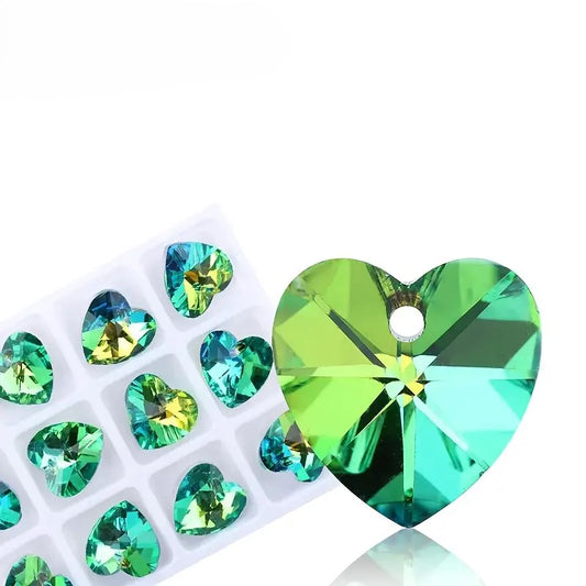 Pandantiv inima cristal 14mm verde
