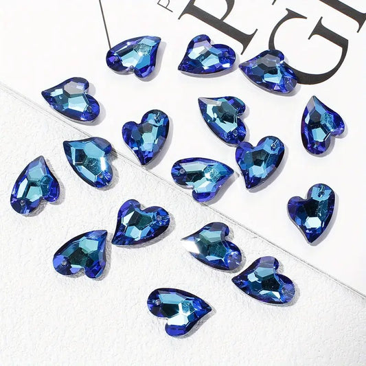 Pandantiv inima cristal 17x14mm albastru si mov