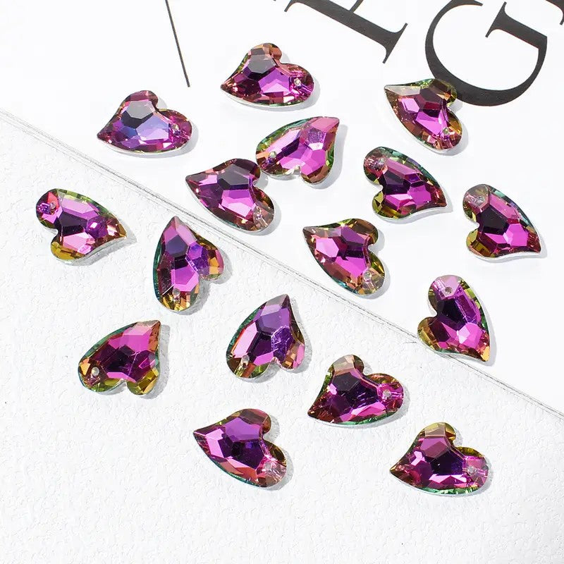 Pandantiv inima cristal 17x14mm mov si auriu