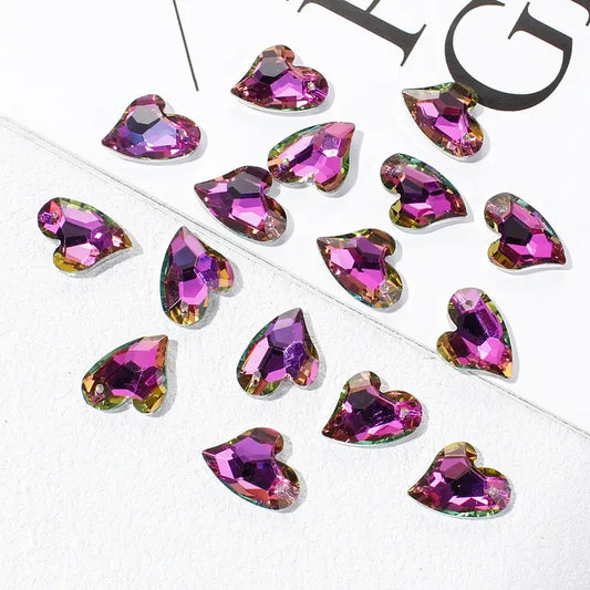 Pandantiv inima cristal 17x14mm mov si auriu