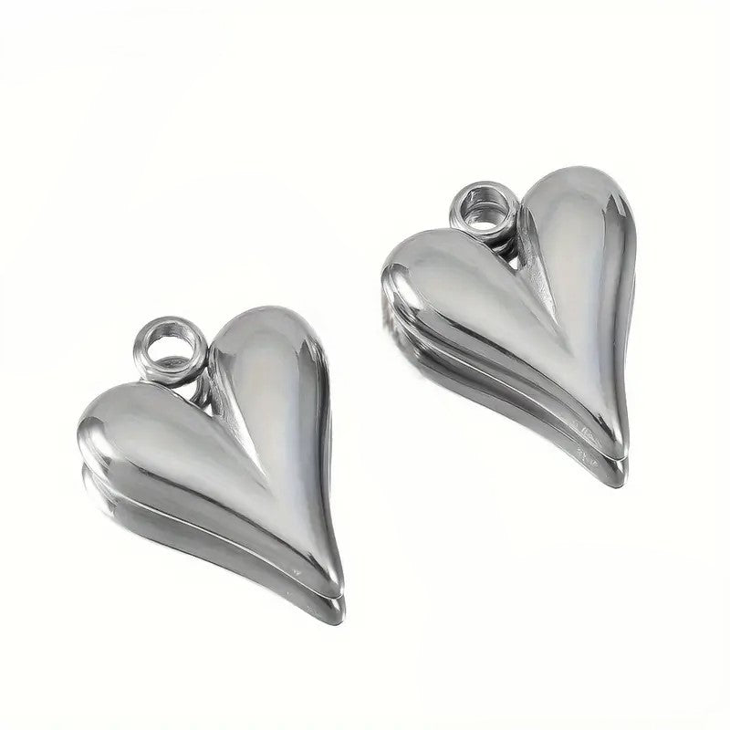 Pandantiv inima otel inoxidabil 12x15mm argintiu