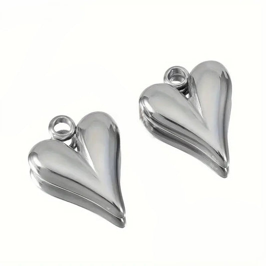 Pandantiv inima otel inoxidabil 12x15mm argintiu