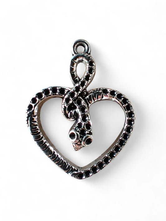 Pandantiv inima sarpe otel inoxidabil 25x20mm