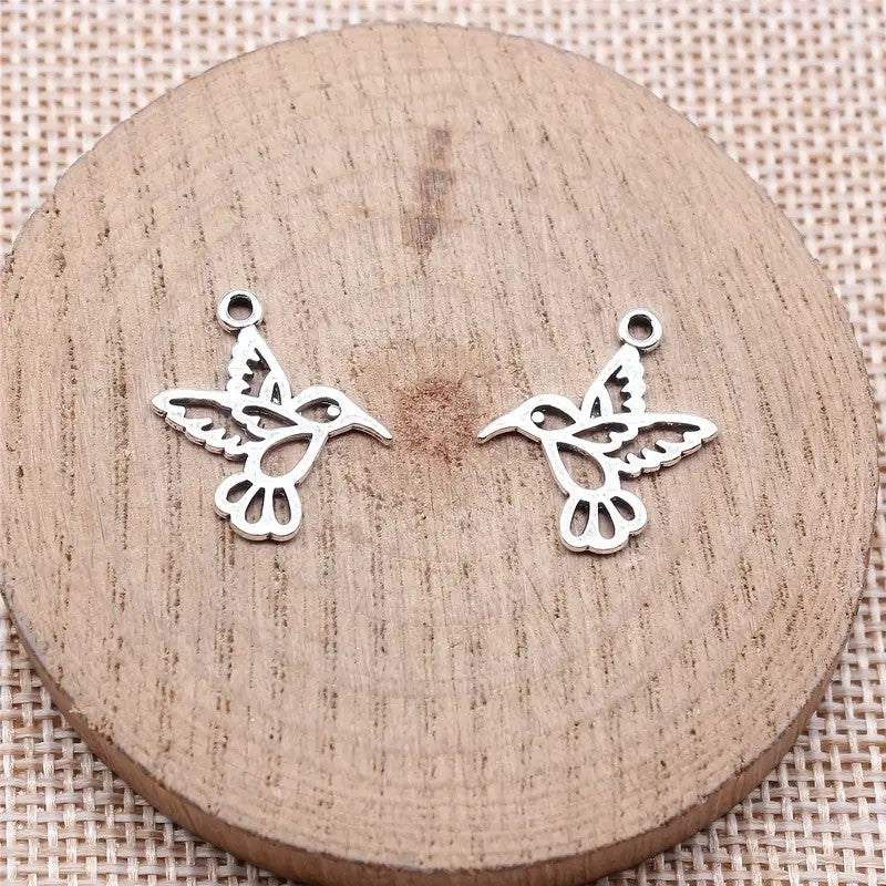 Pandantiv pasare colibri 17x19mm argintiu