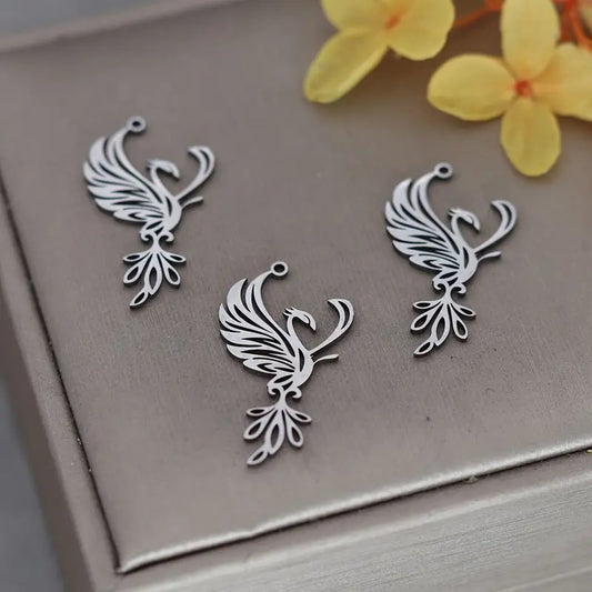 Pandantiv phoenix otel inoxidabil 17x30mm argintiu