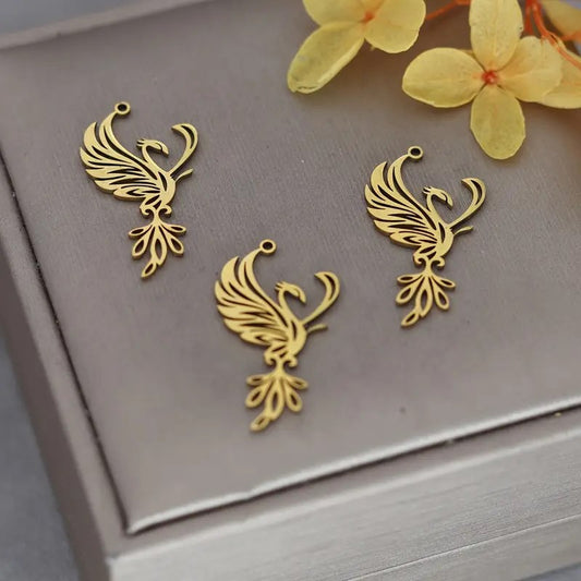 Pandantiv phoenix otel inoxidabil 17x30mm auriu