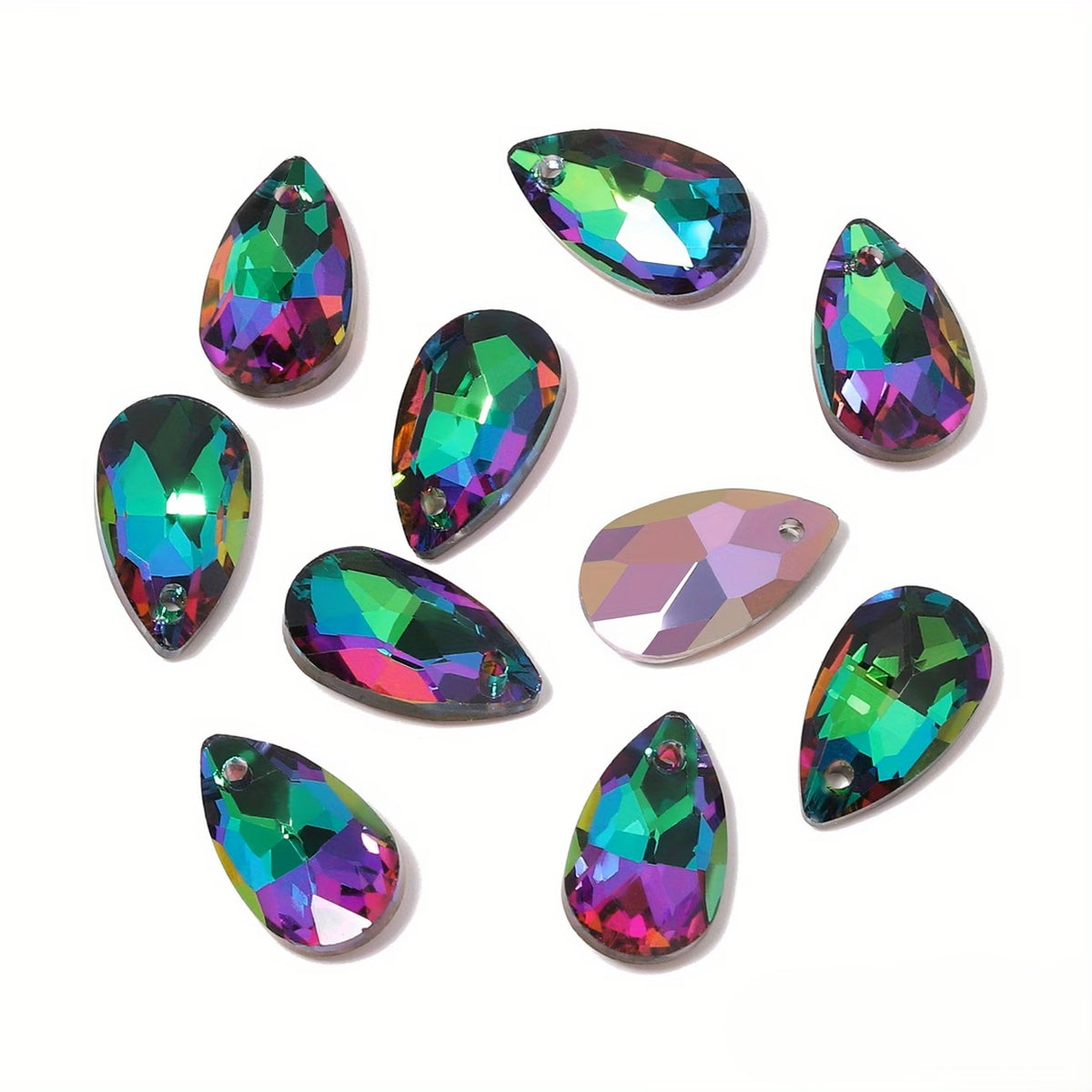 Pandantiv lacrima cristal 16x9mm mov si verde