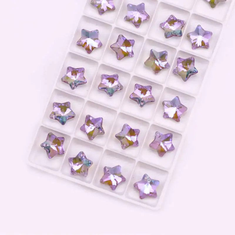 Pandantiv stea cristal 14mm mov deschis