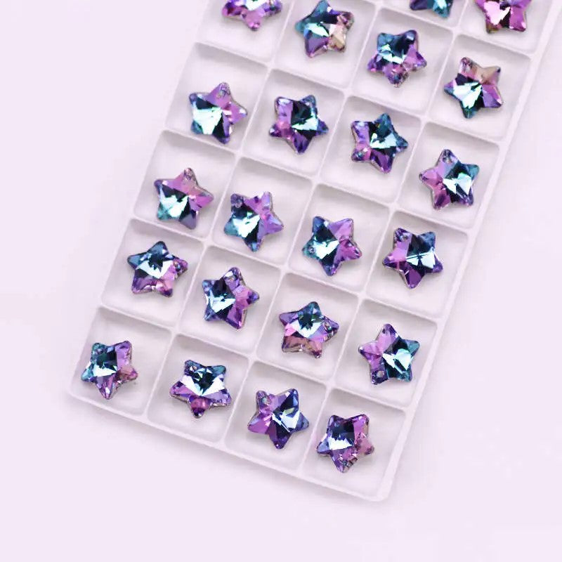 Pandantiv stea cristal 14mm roz si albastru