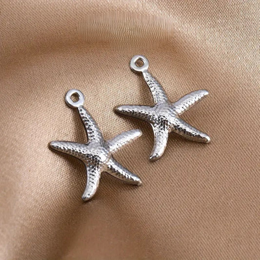 Pandantiv stea de mare otel inoxidabil 15x18mm argintiu