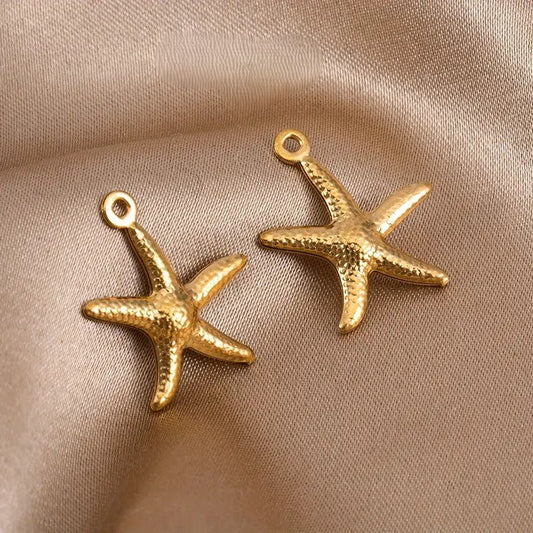 Pandantiv stea de mare otel inoxidabil 15x18mm auriu