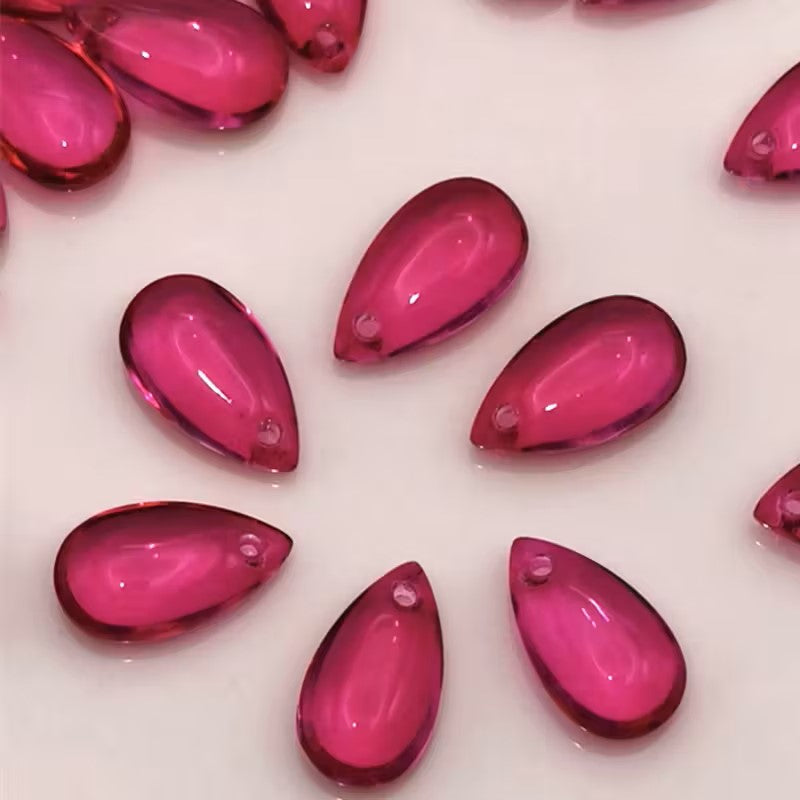 Pandantiv sticla picatura 14x8mm fucsia