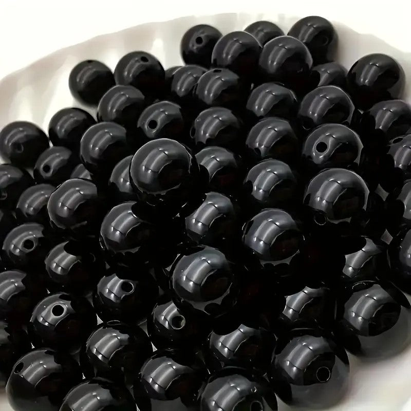 Perle acrilice 10mm negru