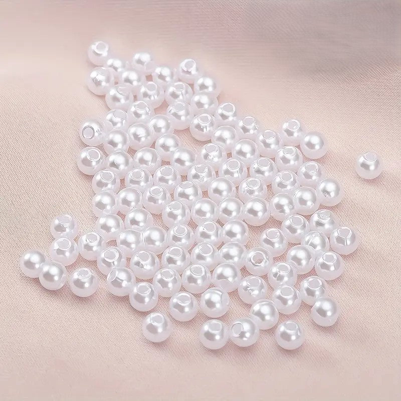 Perle acrilice 6mm alb