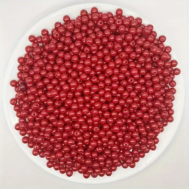 Perle acrilice 6mm rosu