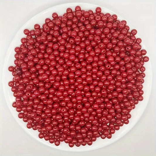 Perle acrilice 6mm rosu